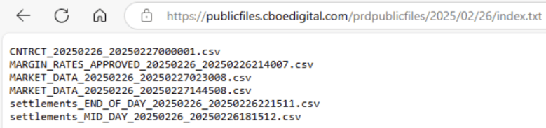 a screenshot showing a list of CSVs